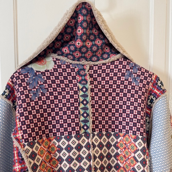 Johnny Was Multicolor Floral Patchwork Teddy Jacket - Picture 9 of 13